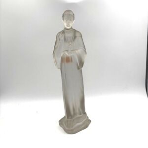 Frosted Glass Monk Figurine Religious Statue Candle Holder Art Decor‎